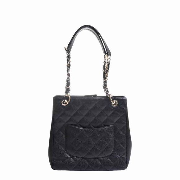 Chanel Caviar Skin Matelasse Here Mark Chain Tote Bag Black - Picture 2 of 8